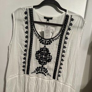NWT FOR CYNTHIA BLACK & WHITE SLEEVELESS BLOUSE SZ L